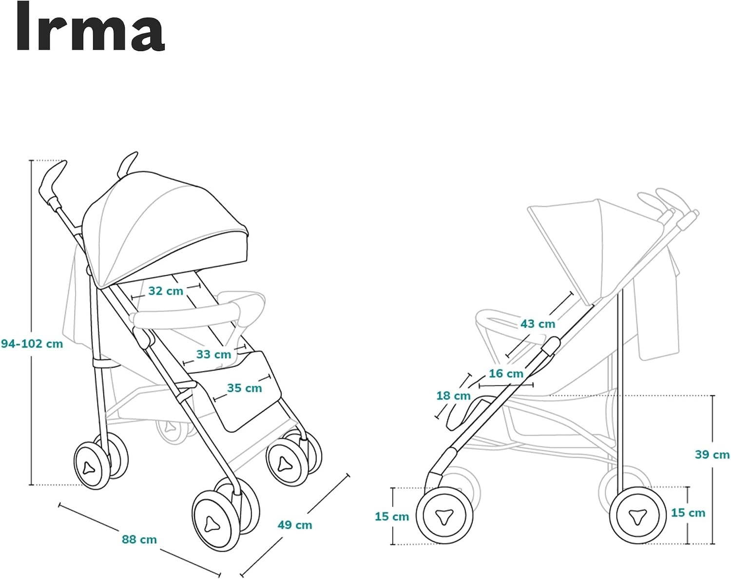 Lionelo Irma Kinderwagen - Lichtgewicht Reisbuggy met Ligstand - Roze