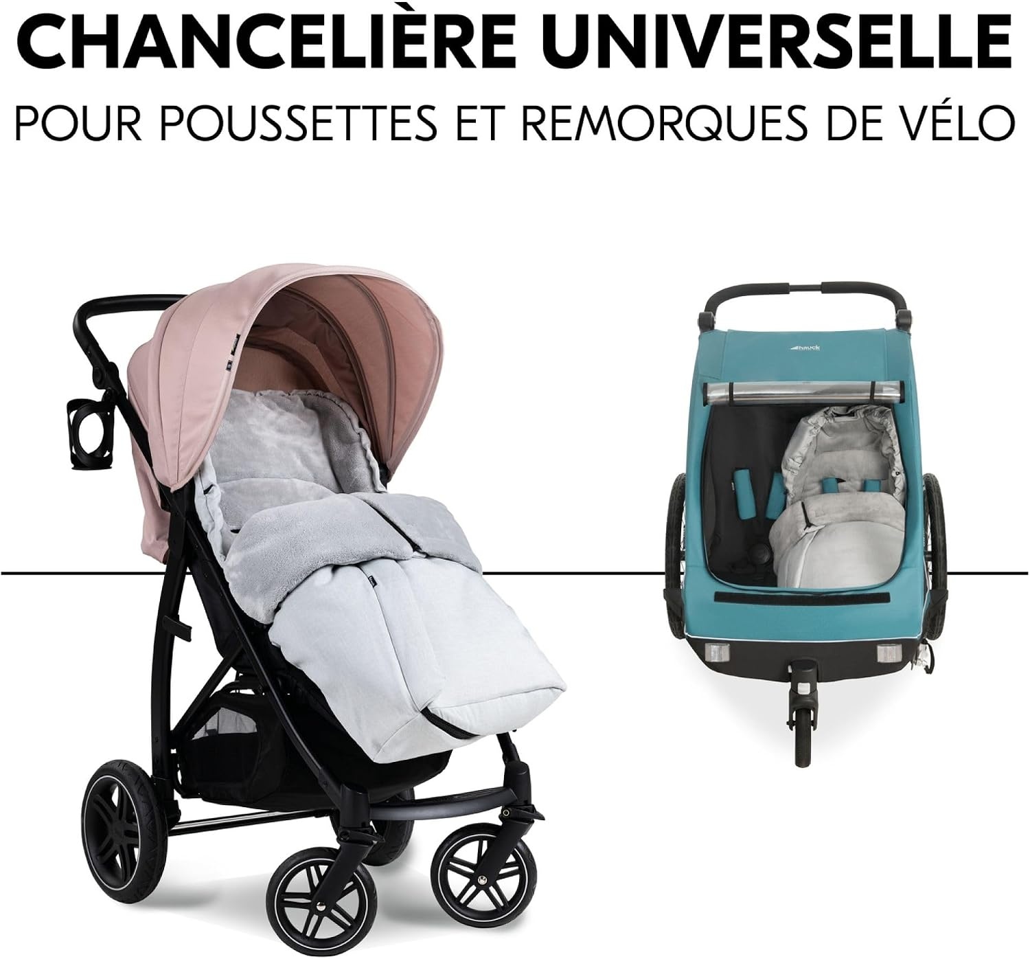 Hauck Universele Voetenzak voor Wandelwagen en Fietskar - Grijs - 105 x 57 cm