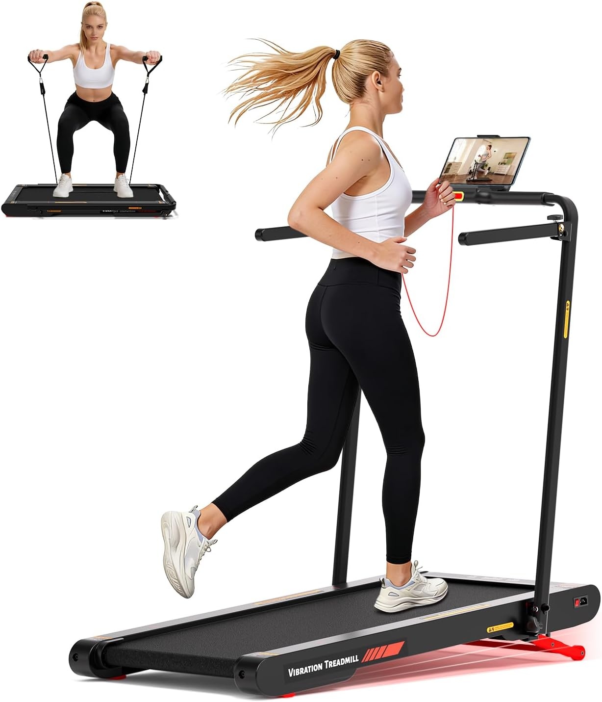 Sperax 4-in-1 Walking Vibration Pad Vibration Pad 0,3-6 km/u voor thuis en op kantoor, loopband voor thuis met app 400 W geen montage nodig (zwart)