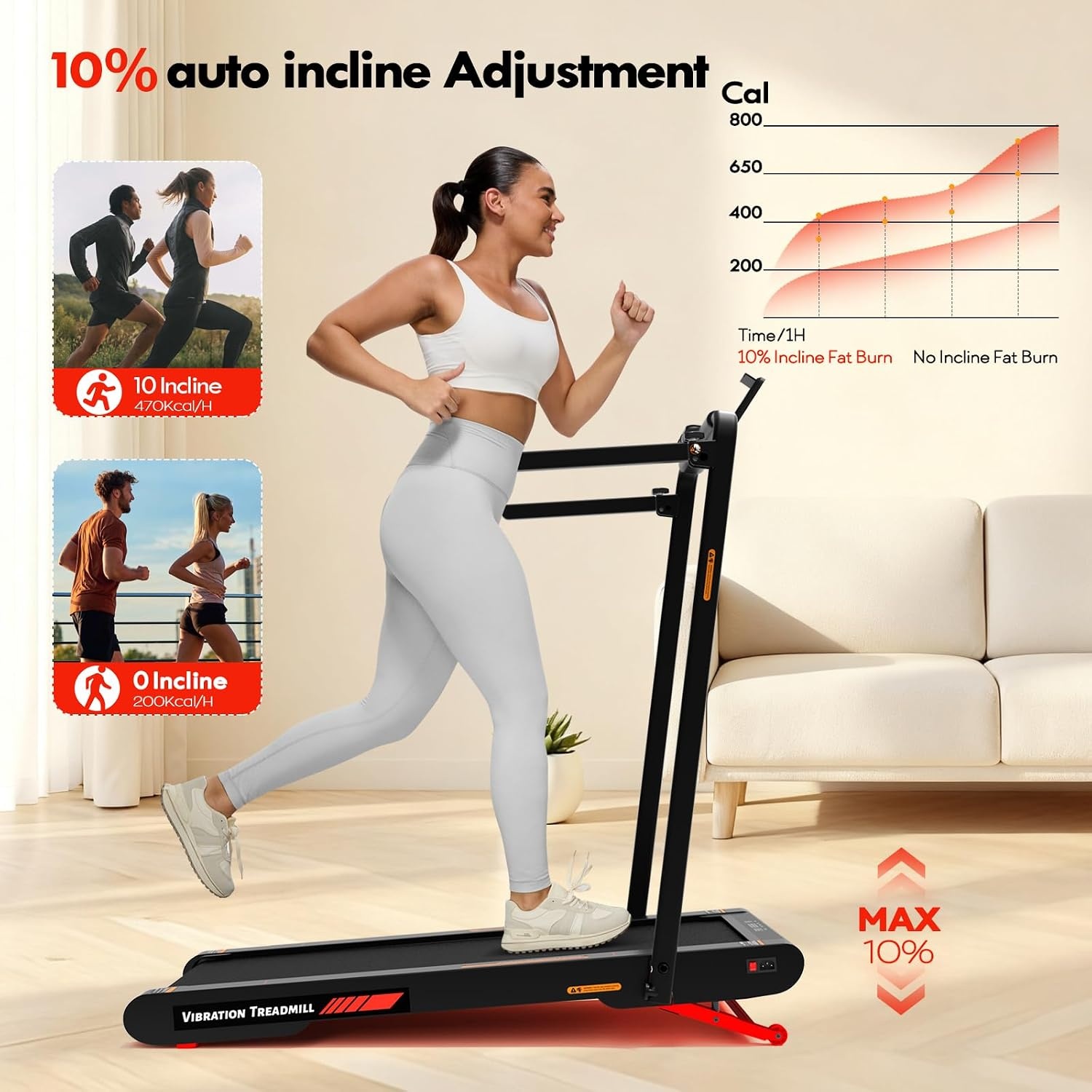 Sperax 4-in-1 Walking Vibration Pad Vibration Pad 0,3-6 km/u voor thuis en op kantoor, loopband voor thuis met app 400 W geen montage nodig (zwart)