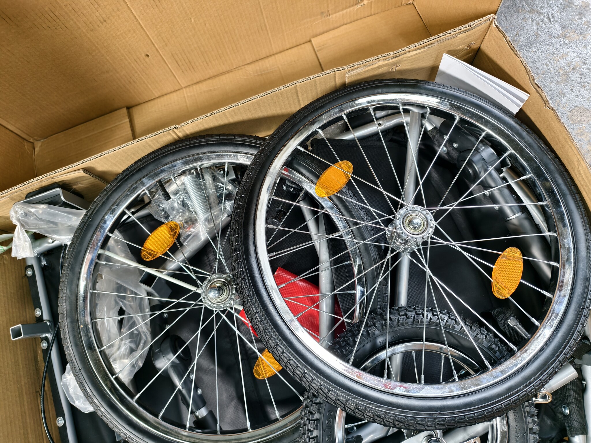Fietskar kind - buggy - 2-zits - met schokbreker - blauw