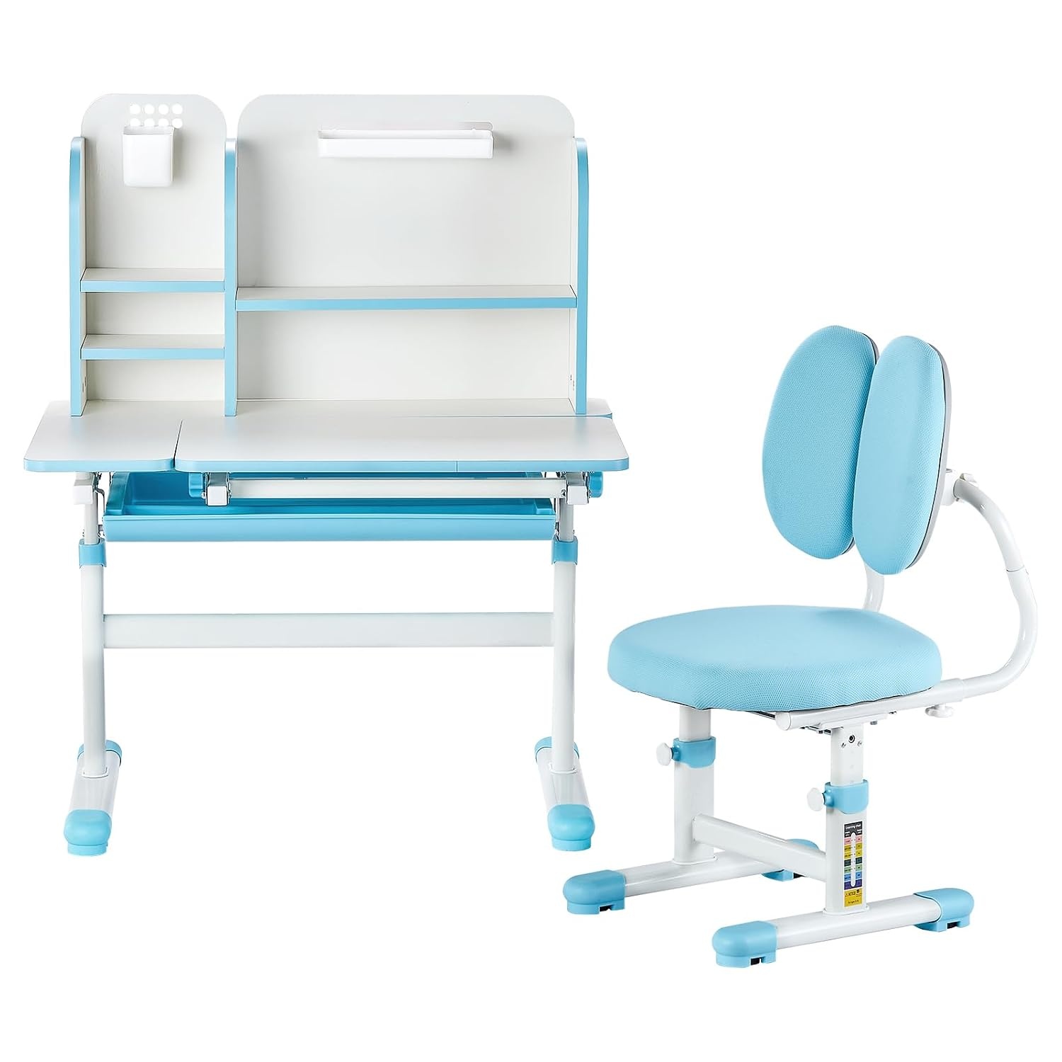 In hoogte verstelbaar Kinderbureau en Stoelset - Blauw (35% Korting)