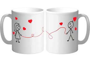 Set van 2 Mokken Rode Draad van het Lot | Wit | 350 ml | 79% Korting