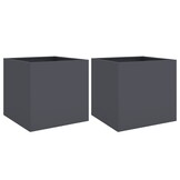 vidaXL Plantenbakken 2 st 49x47x46 cm staal antracietkleurig