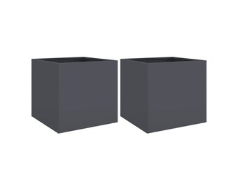 vidaXL Plantenbakken 2 st 49x47x46 cm staal antracietkleurig