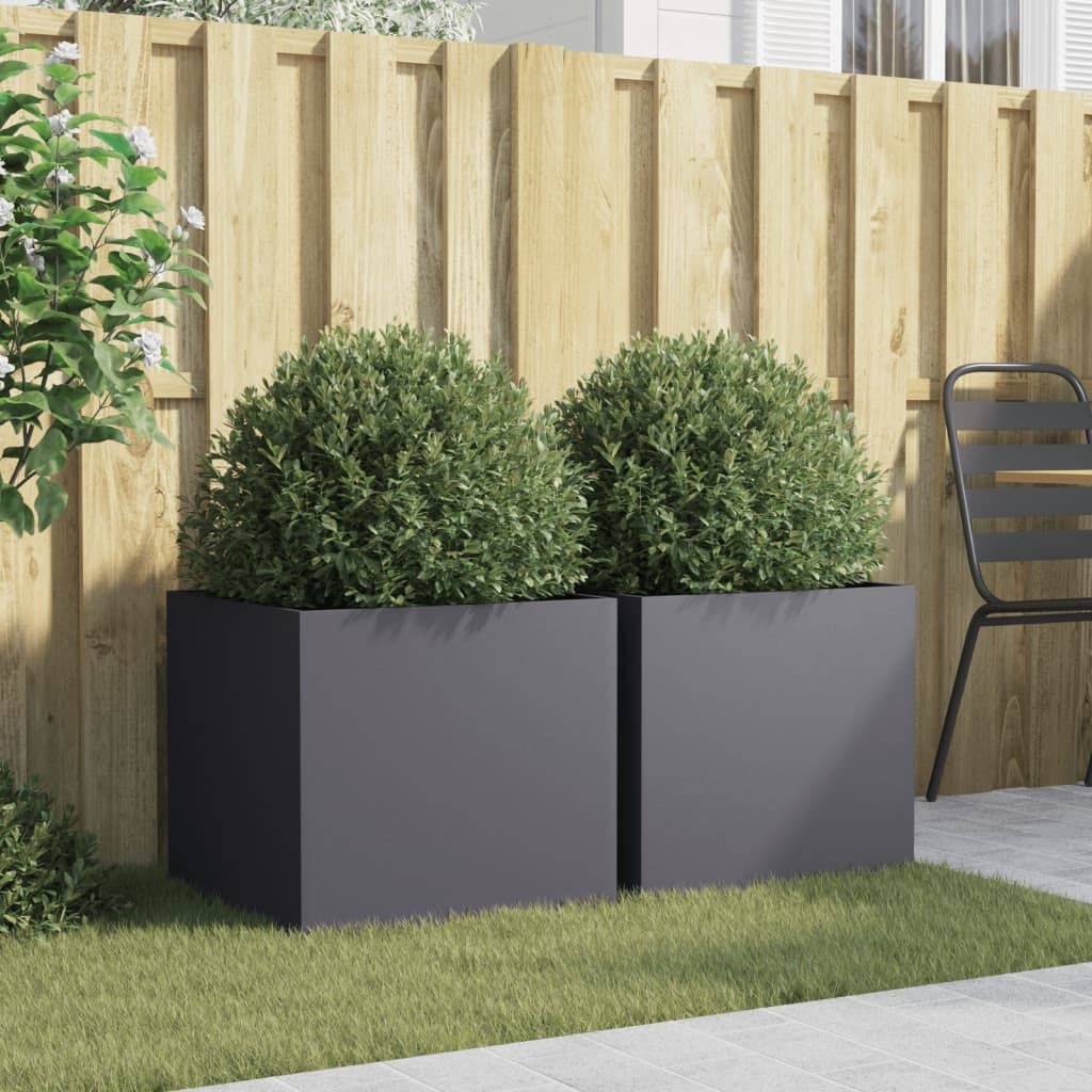 vidaXL Plantenbakken 2 st 49x47x46 cm staal antracietkleurig
