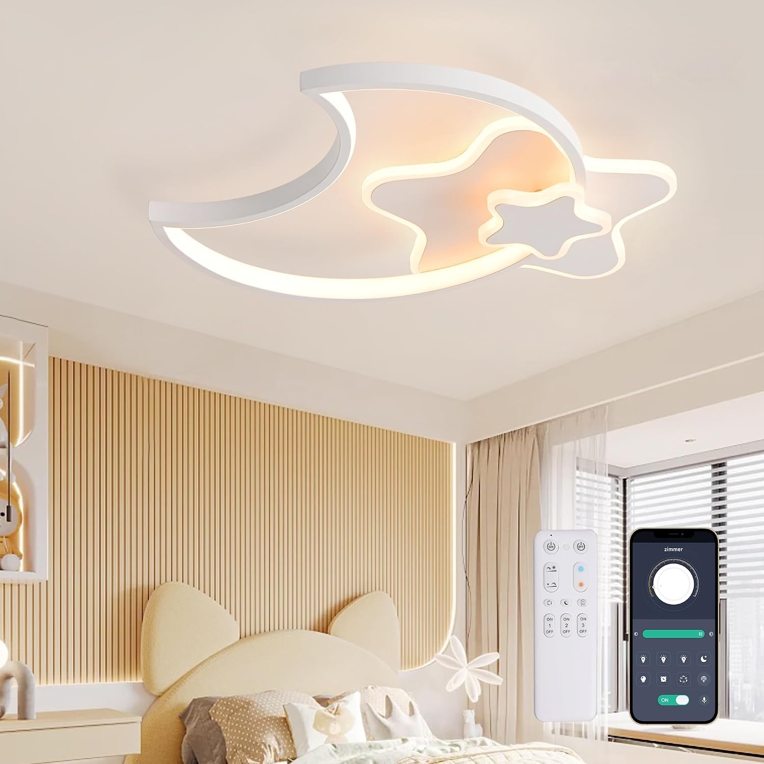 LED Plafondlamp Ster & Maan 45CM Dimbare Kinderkamerlamp - 34% Korting
