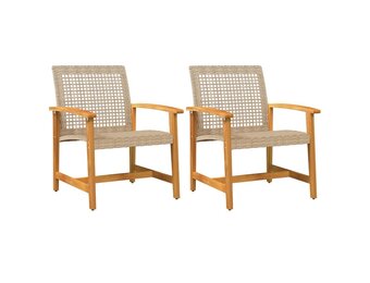 VidaXL Tuinstoelen 2 st. Beige Polyrotan & Acaciahout 54% Korting