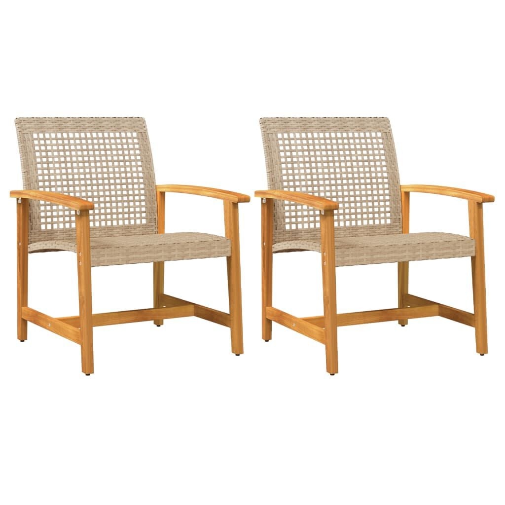 VidaXL Tuinstoelen 2 st. Beige Polyrotan & Acaciahout 54% Korting