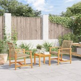 VidaXL Tuinstoelen 2 st. Beige Polyrotan & Acaciahout 54% Korting