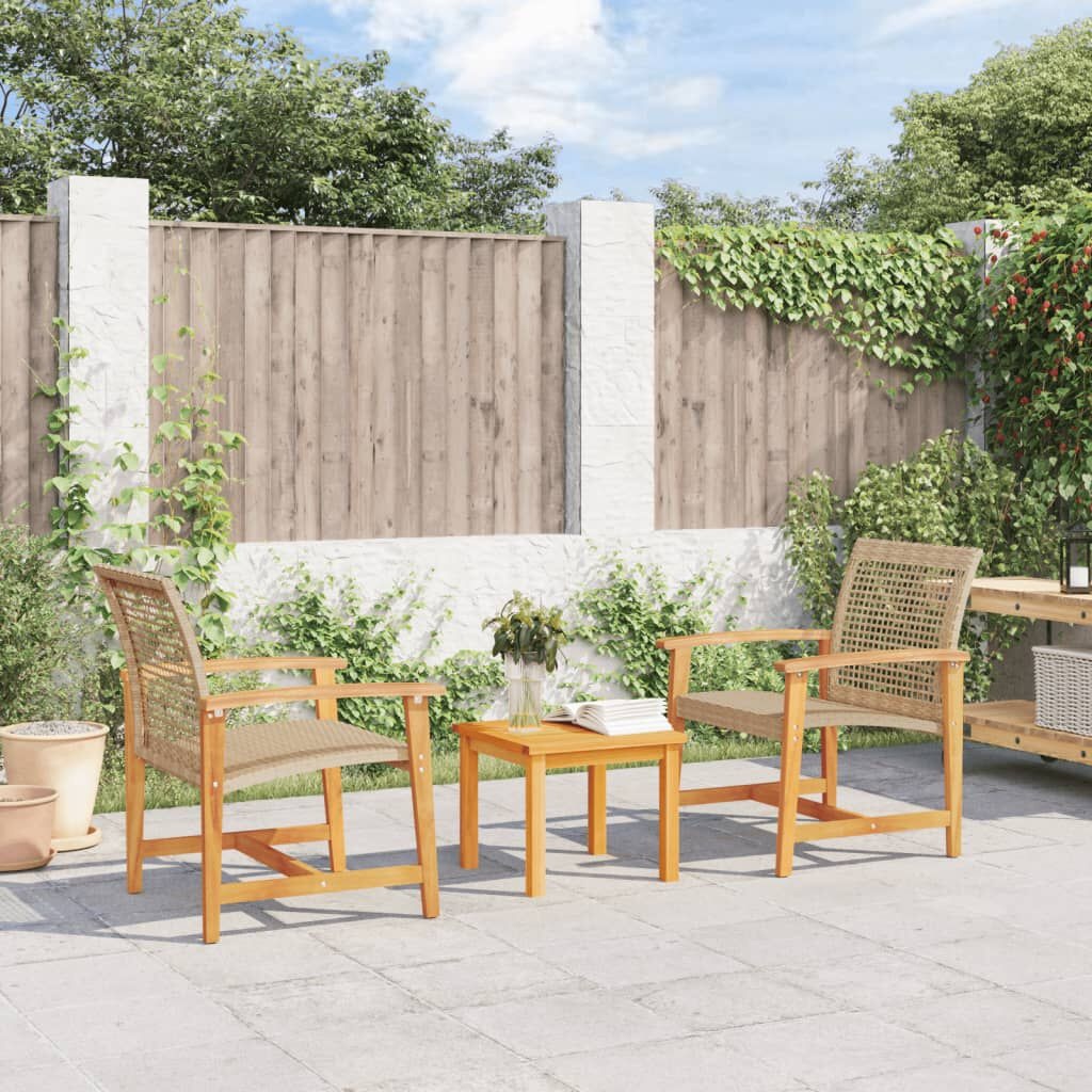 VidaXL Tuinstoelen 2 st. Beige Polyrotan & Acaciahout 54% Korting