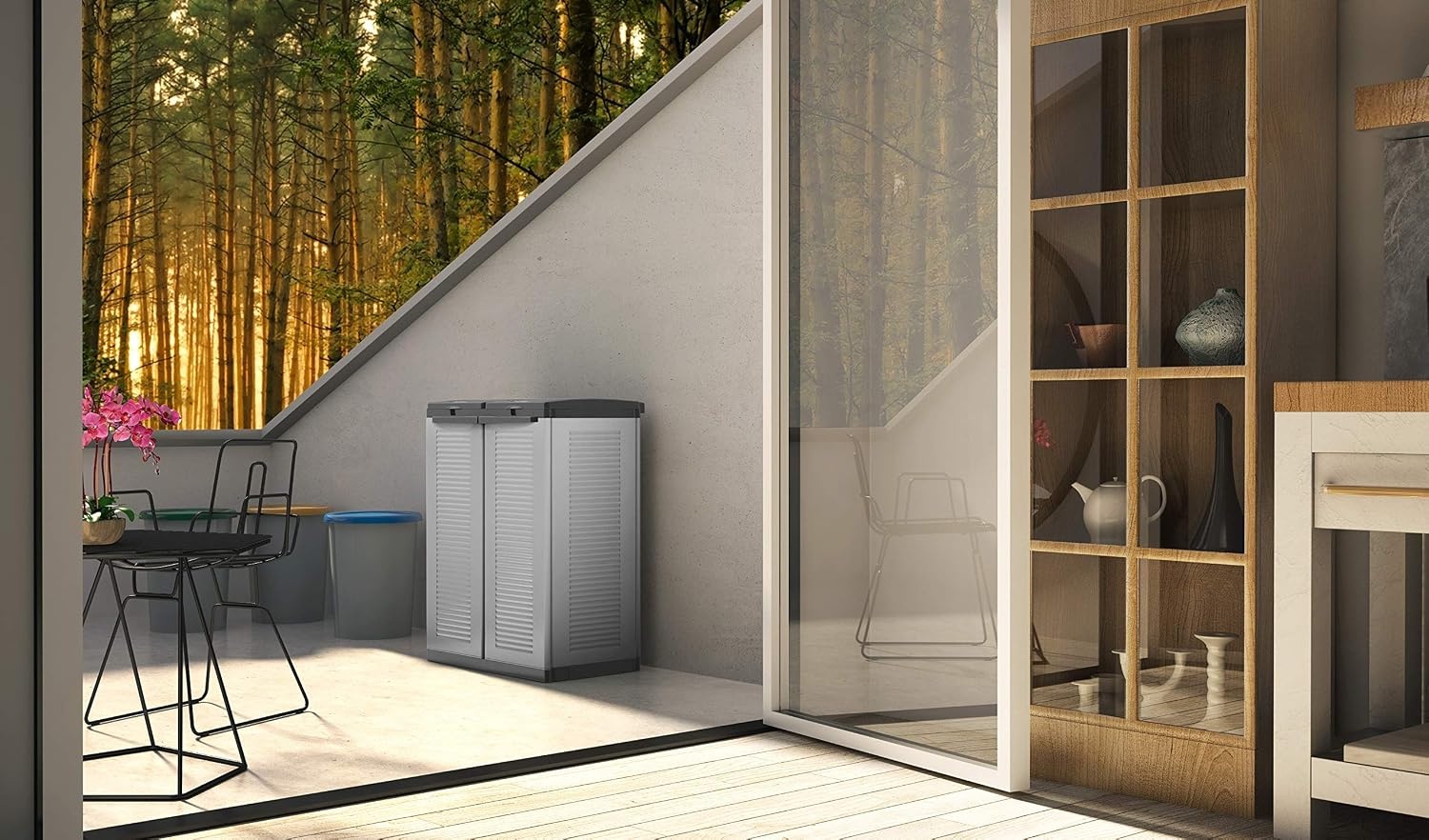 Grijze Afvalscheidingskast Ecocab 2 (2x110L) - Duurzaam & Ruimtebesparend