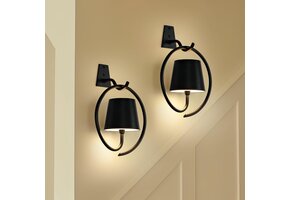 Wandlamp LED Zwart (2 stuks) - Draadloos, Dimbaar, Waterbestendig - 61% Korting