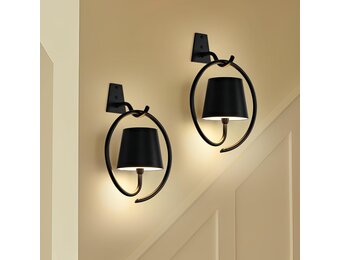 Led-wandlamp Zwart (2 stuks) - Draadloos & Dimbaar - 53% Korting
