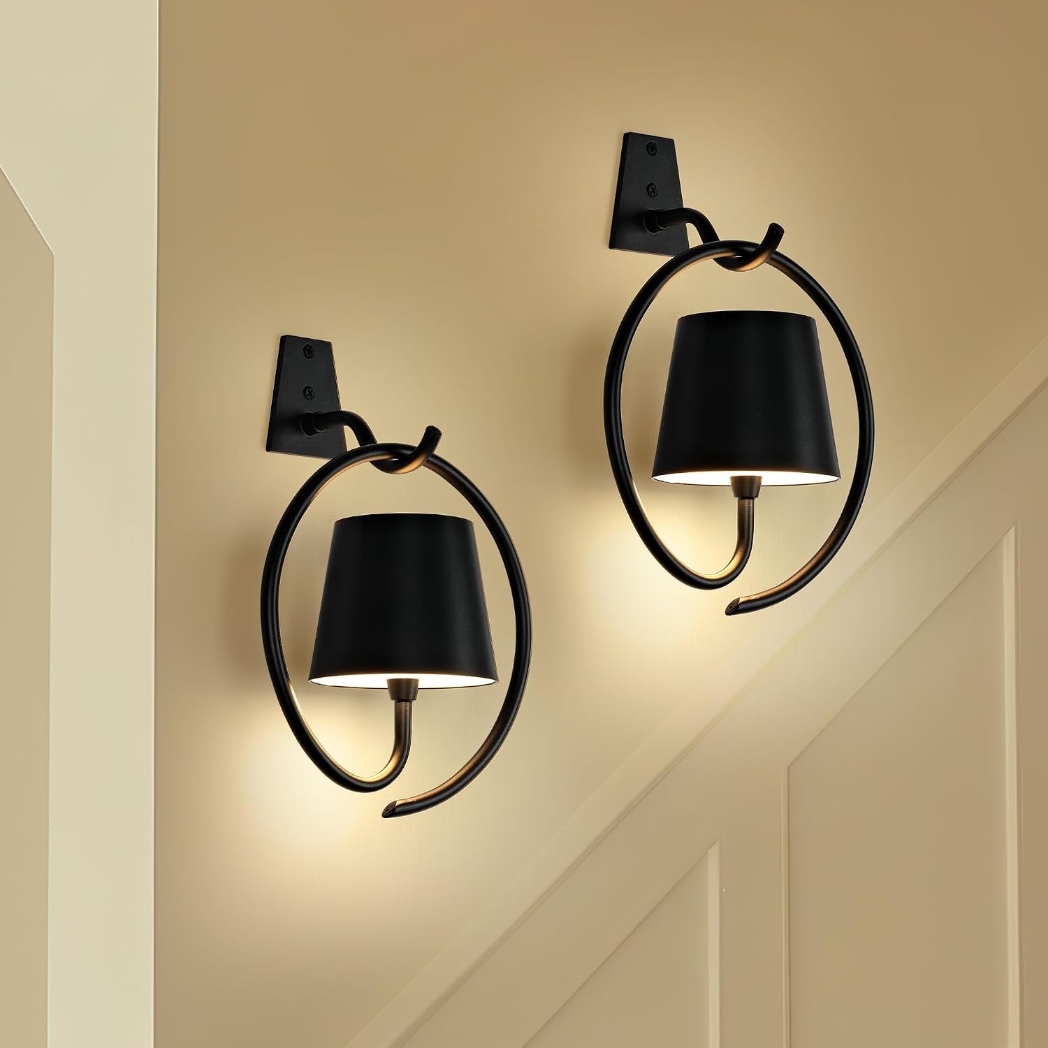 Led-wandlamp Zwart (2 stuks) - Draadloos & Dimbaar - 53% Korting