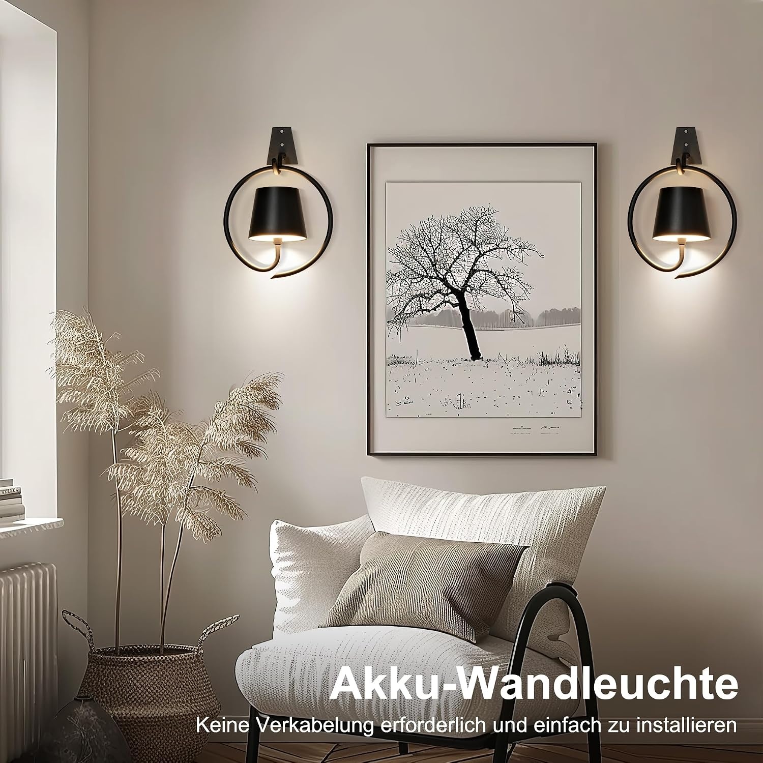 Led-wandlamp Zwart (2 stuks) - Draadloos & Dimbaar - 53% Korting