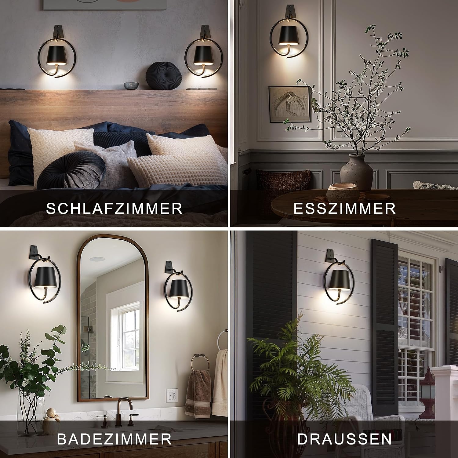 Led-wandlamp Zwart (2 stuks) - Draadloos & Dimbaar - 53% Korting