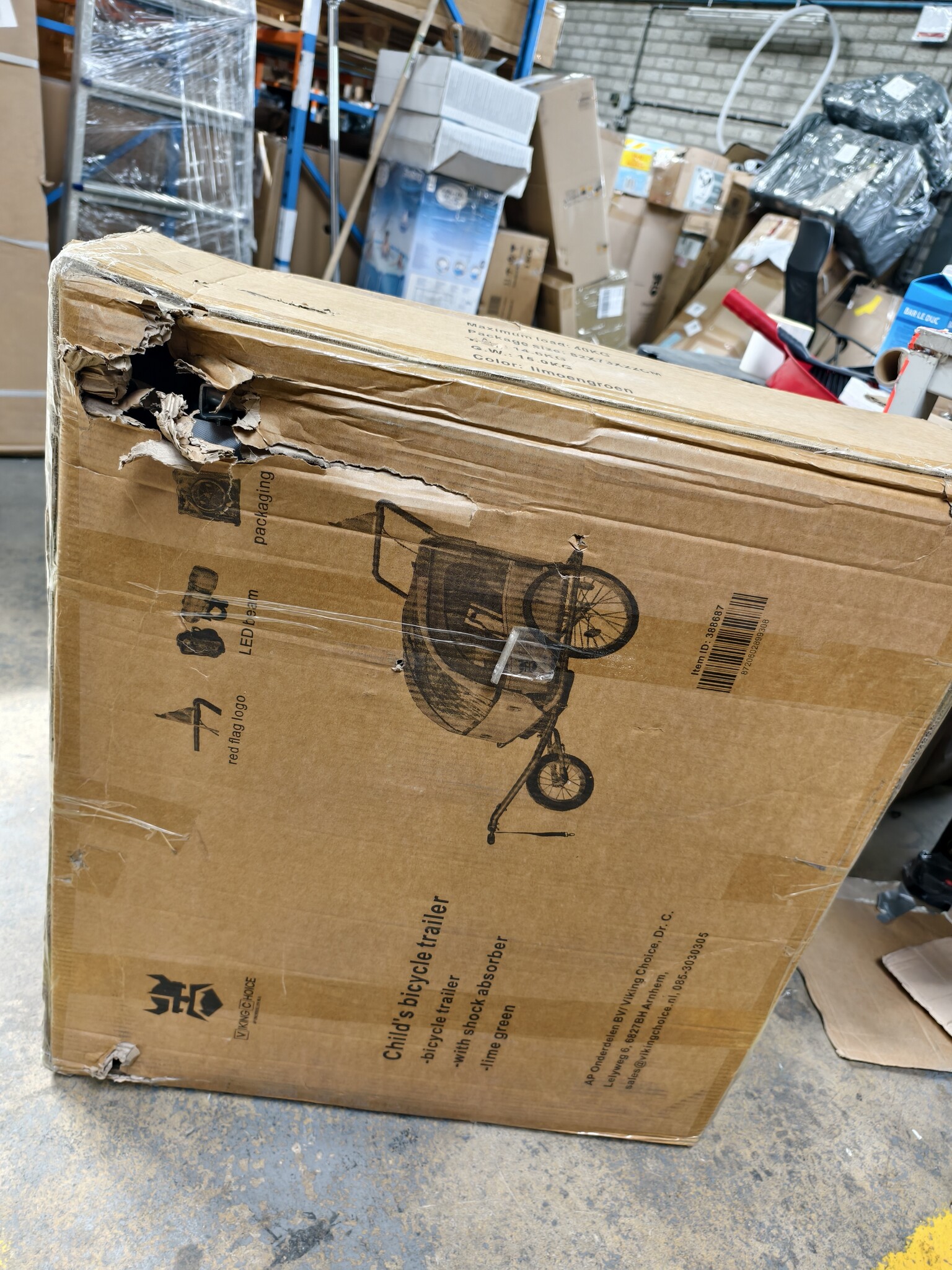 Lime Groene Fietskar & Kinderwagen 2-in-1 met Schokbreker (40% Korting)
