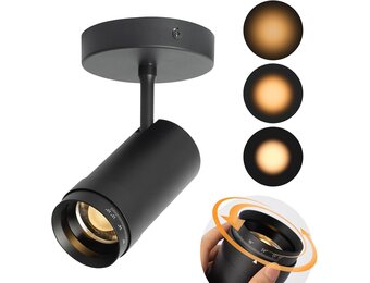Aisilan Dimbare LED Plafondspot 9W - 10°-55° Zoombaar - Warm Wit - Matzwart - 34% Korting