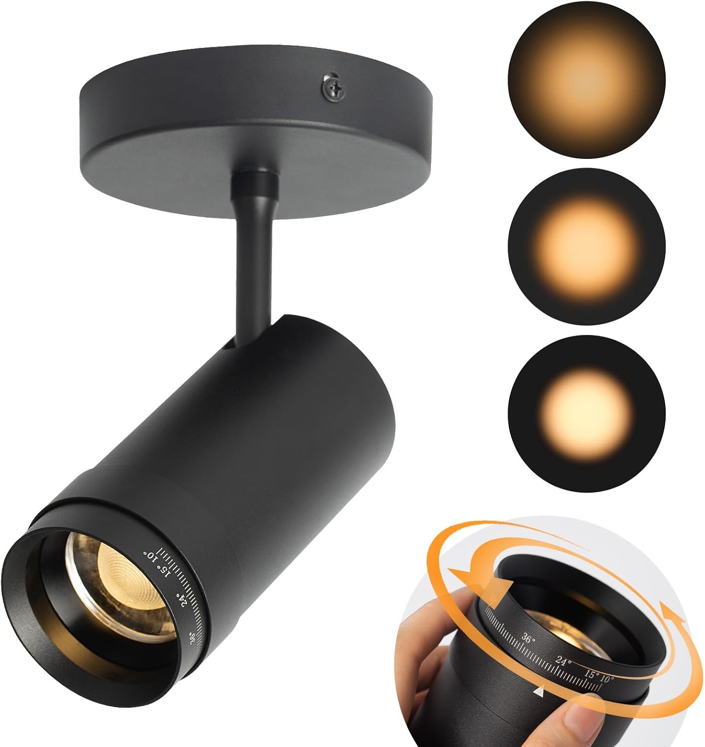 Aisilan Dimbare LED Plafondspot 9W - 10°-55° Zoombaar - Warm Wit - Matzwart - 34% Korting