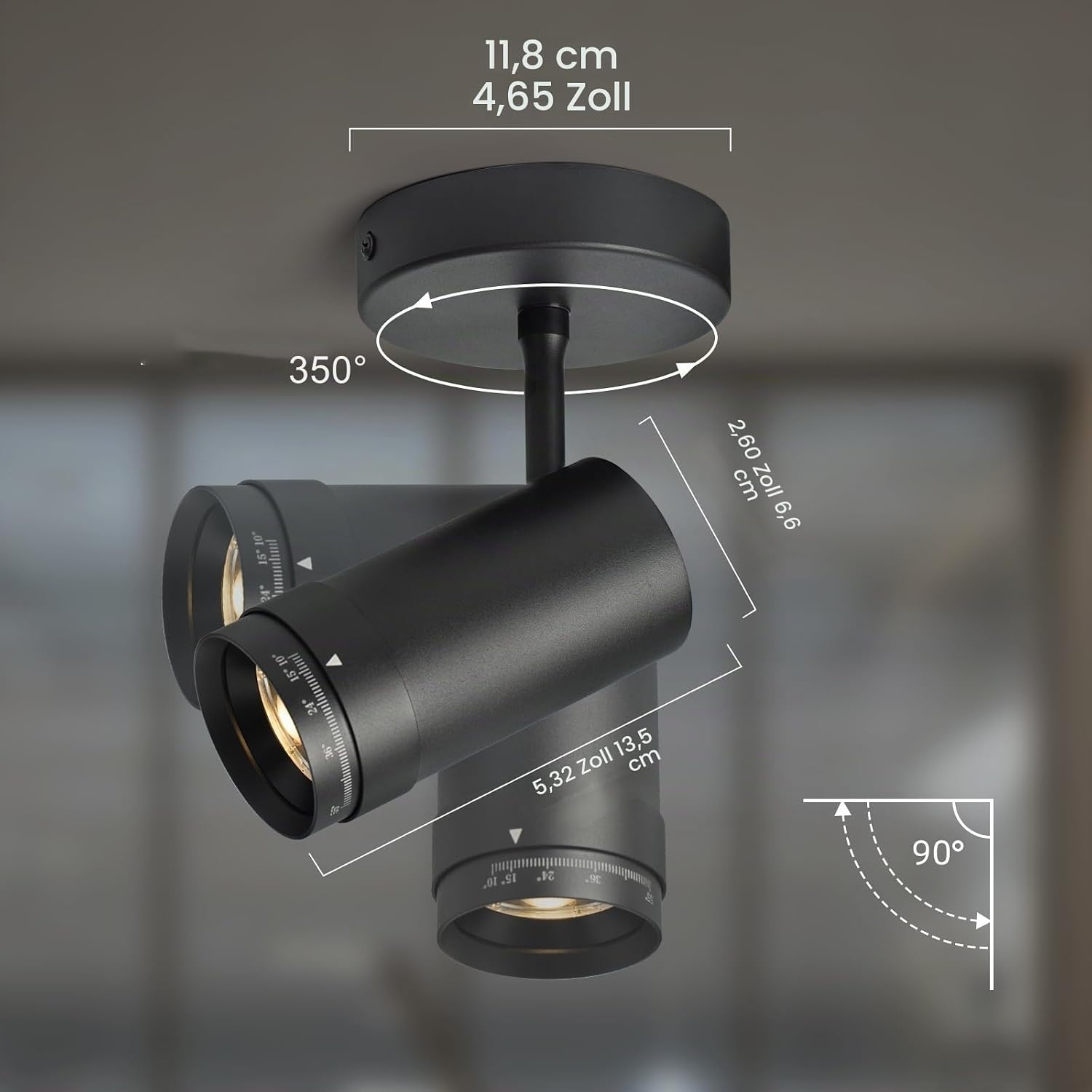 Aisilan Dimbare LED Plafondspot 9W - 10°-55° Zoombaar - Warm Wit - Matzwart - 34% Korting