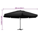 Grote zwarte parasol met aluminium paal - 35% korting