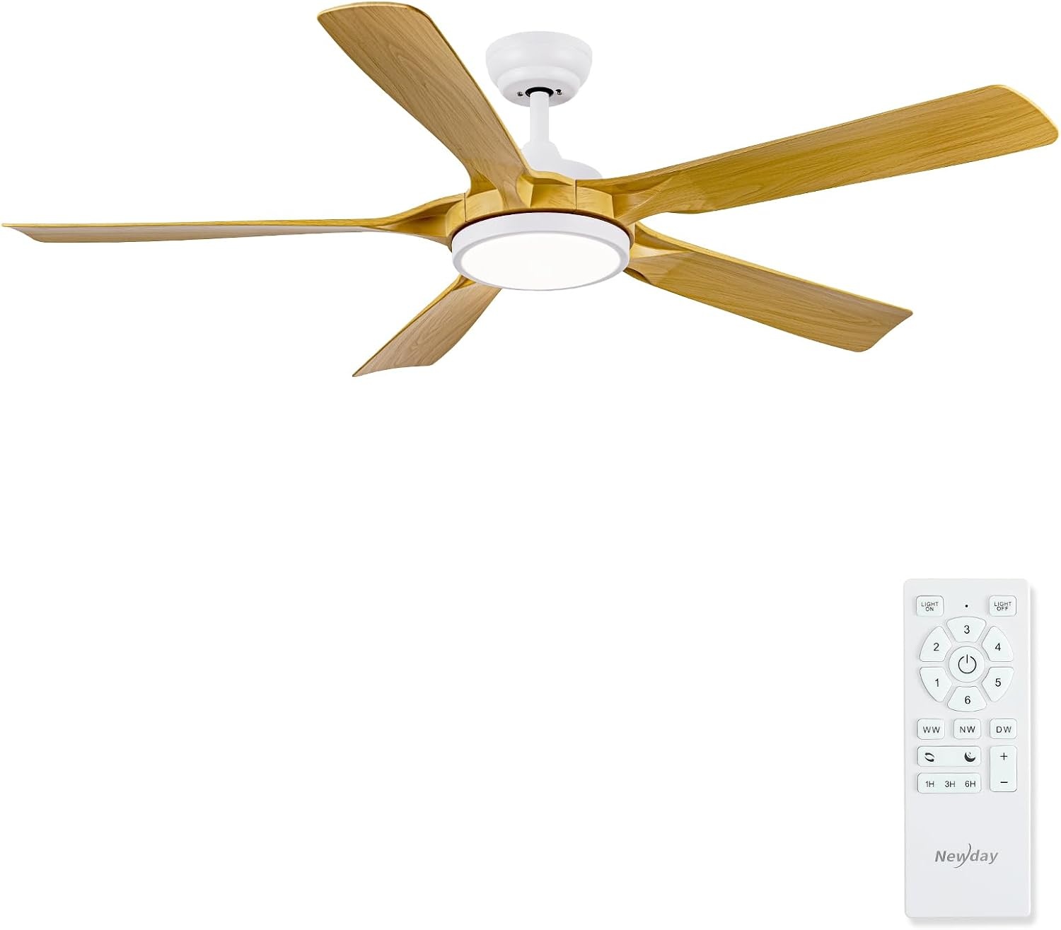 Newday 56inch Houten Plafondventilator met LED en 34% Korting