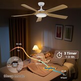 Newday 56inch Houten Plafondventilator met LED en 34% Korting