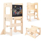 Labebe Montessori Leertoren Hout - 3-in-1 Leerstoel & Tafel (29% Korting)
