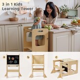 Labebe Montessori Leertoren Hout - 3-in-1 Leerstoel & Tafel (29% Korting)