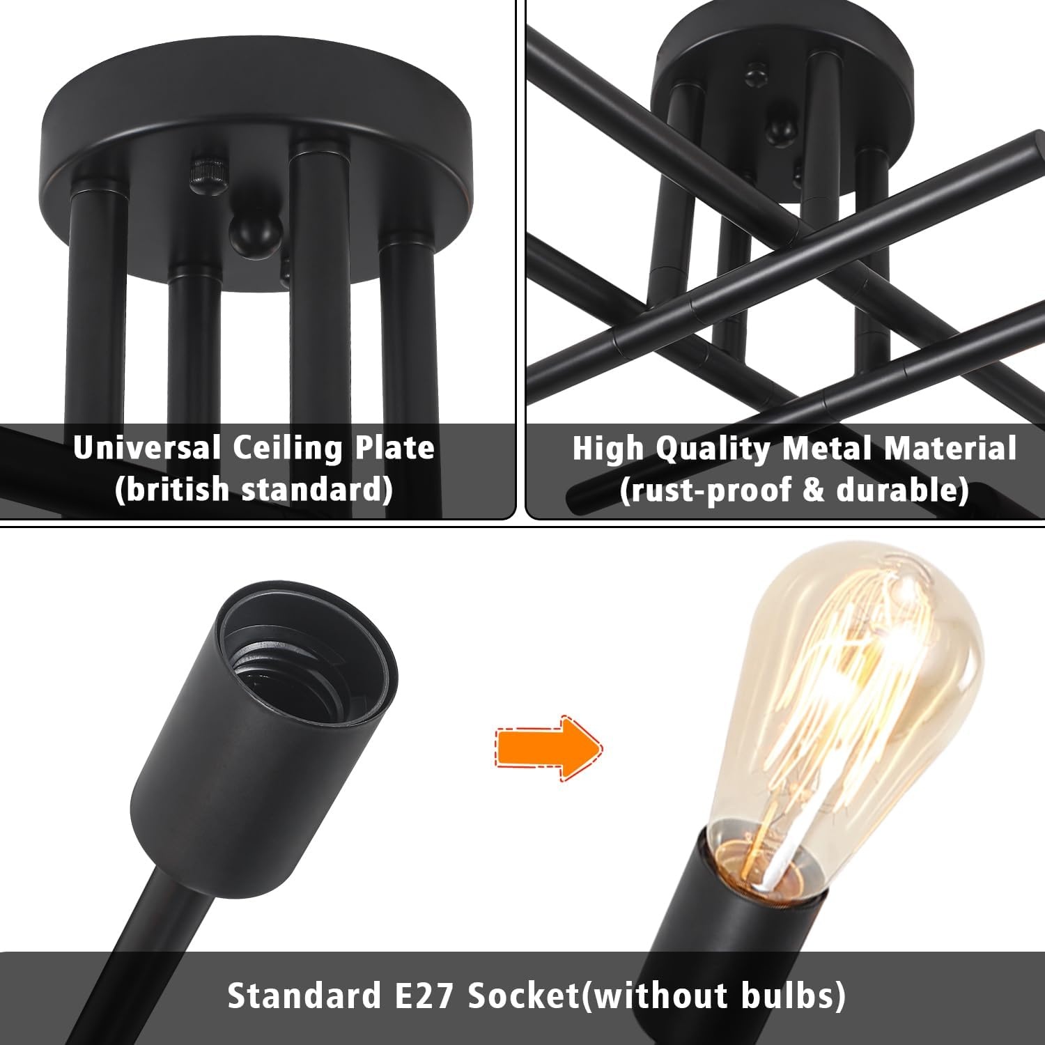 Industriële Sputnik Plafondlamp Zwart - 34% Korting