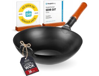 YOSUKATA Koolstofstalen Wokpan 30 cm Plat 54% Korting