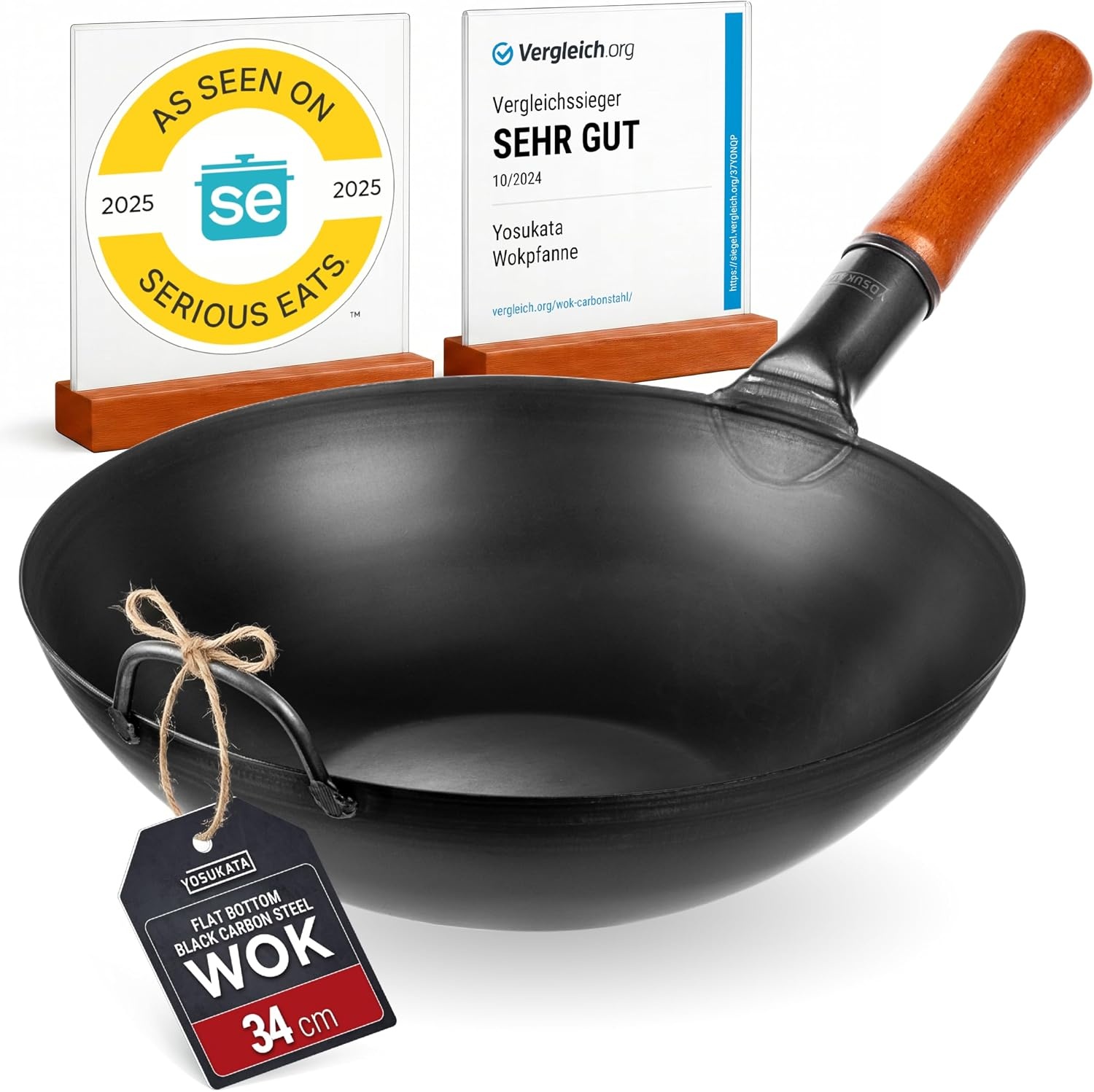 YOSUKATA Koolstofstalen Wokpan 30 cm Plat 54% Korting