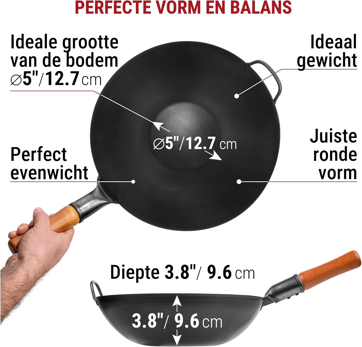 YOSUKATA Koolstofstalen Wokpan 30 cm Plat 54% Korting