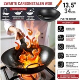 YOSUKATA Koolstofstalen Wokpan 30 cm Plat 54% Korting