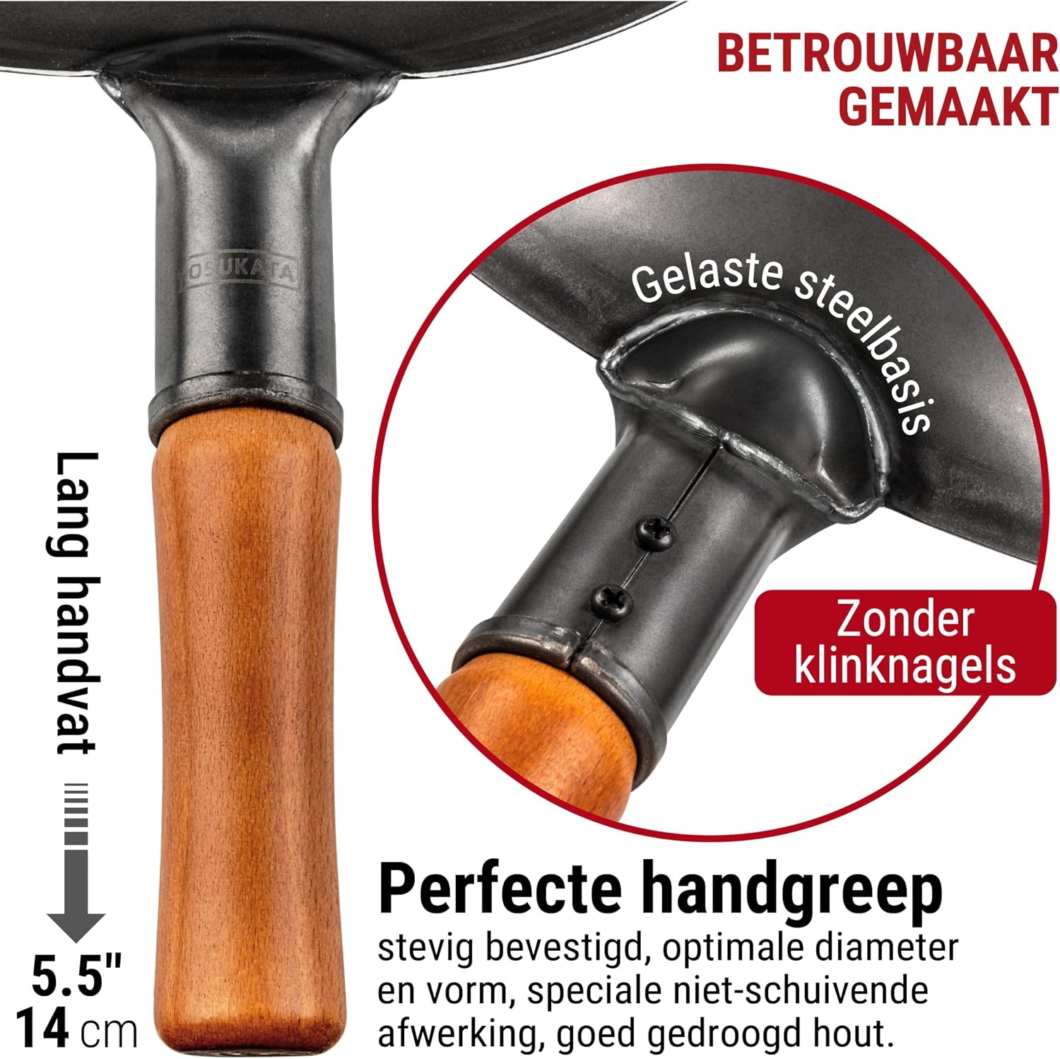 YOSUKATA Koolstofstalen Wokpan 30 cm Plat 54% Korting