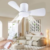 Plafondventilator met LED-verlichting 71 cm Wit/Grijs - 34% Korting