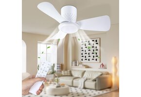 Plafondventilator met LED-verlichting 71 cm Wit/Grijs - 34% Korting