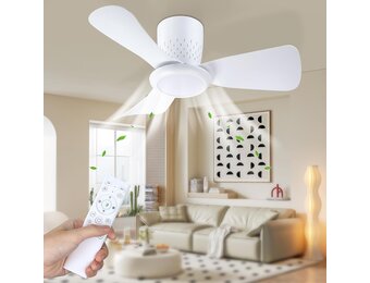 Plafondventilator met LED-verlichting 71 cm Wit/Grijs - 34% Korting