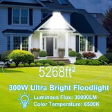 2x LED Buitenlamp Tkdaksy 300W Koel Wit 30000 LM IP66 Waterdicht