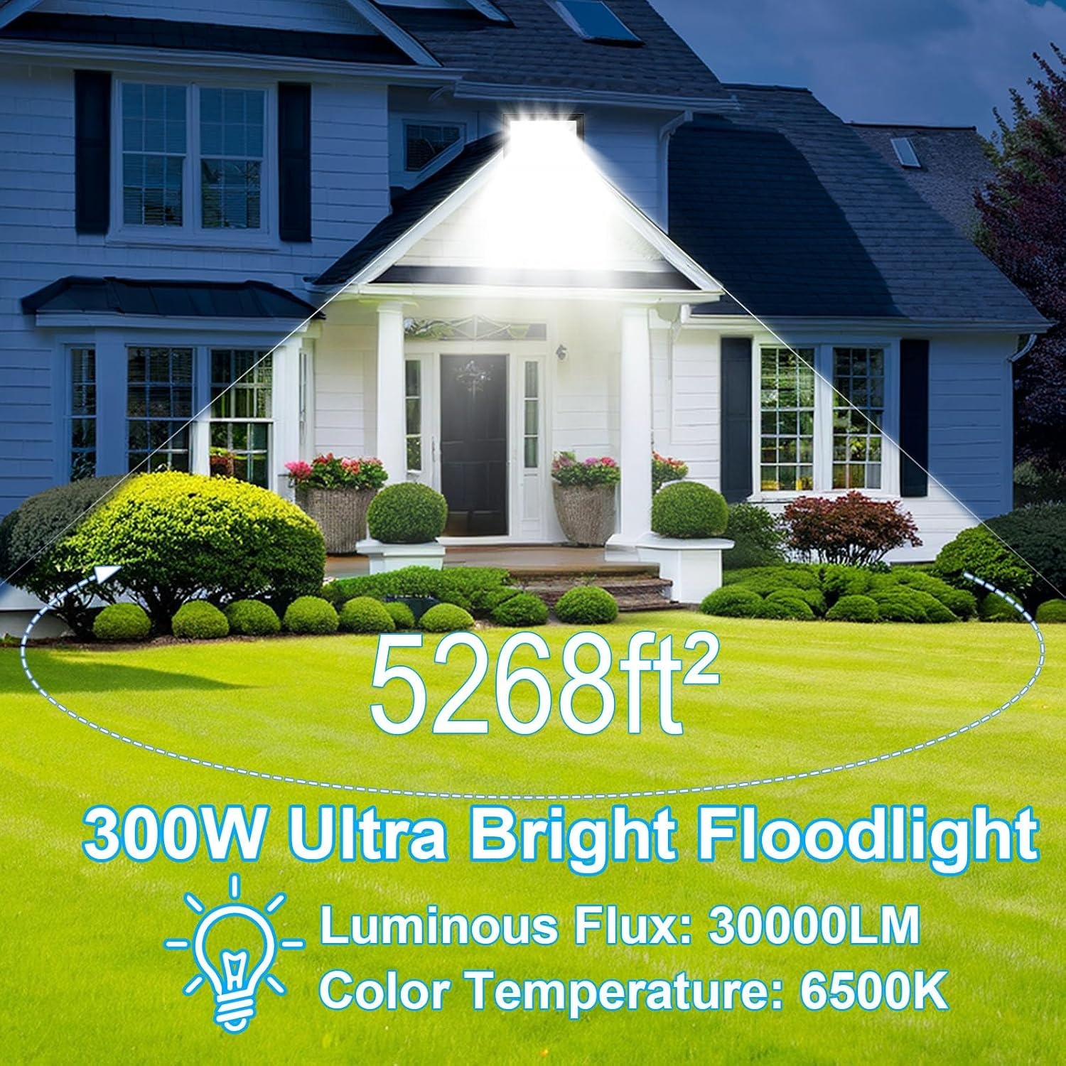 2x LED Buitenlamp Tkdaksy 300W Koel Wit 30000 LM IP66 Waterdicht