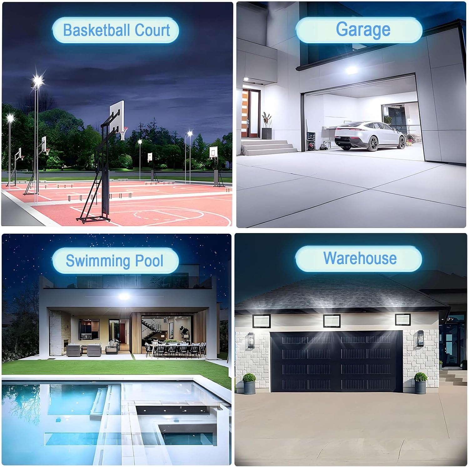 2x LED Buitenlamp Tkdaksy 300W Koel Wit 30000 LM IP66 Waterdicht