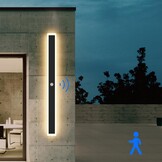 Klighten LED Wandlamp Zwart 100cm 30W Bewegingsmelder IP65 Warmwit