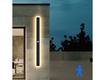 Klighten LED Wandlamp Zwart 100cm 30W Bewegingsmelder IP65 Warmwit