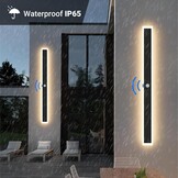 Klighten LED Wandlamp Zwart 100cm 30W Bewegingsmelder IP65 Warmwit