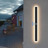 Klighten LED Wandlamp Zwart 100cm 30W Bewegingsmelder IP65 Warmwit