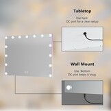 Hollywood Make-up Spiegel Wit 58x46cm met 15 Dimbare LED Lampen & RGB Verlichting - 34% Korting
