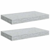 VidaXL Wandschappen 2 st. zwevend 40x23x3,8 cm MDF Betongrijs - 29% Korting!