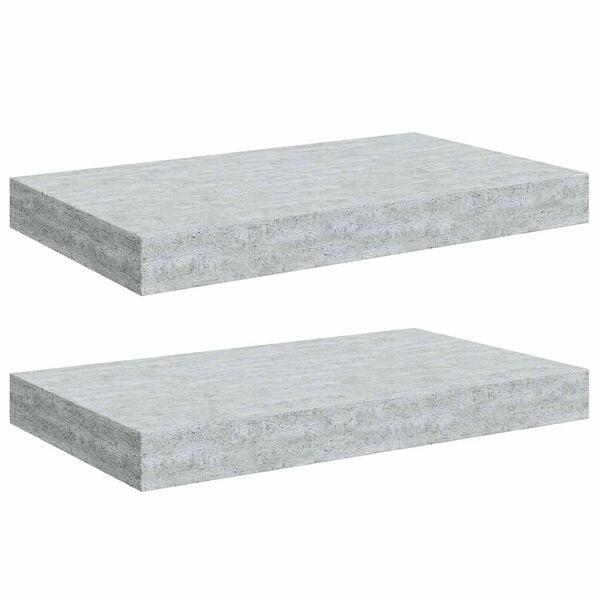 VidaXL Wandschappen 2 st. zwevend 40x23x3,8 cm MDF Betongrijs - 29% Korting!