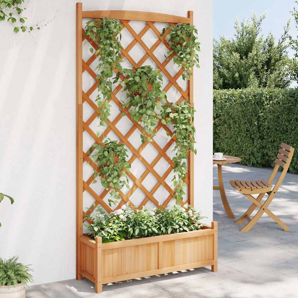 Plantenbak met latwerk - Massief Vurenhout - Bruin - 34% Korting